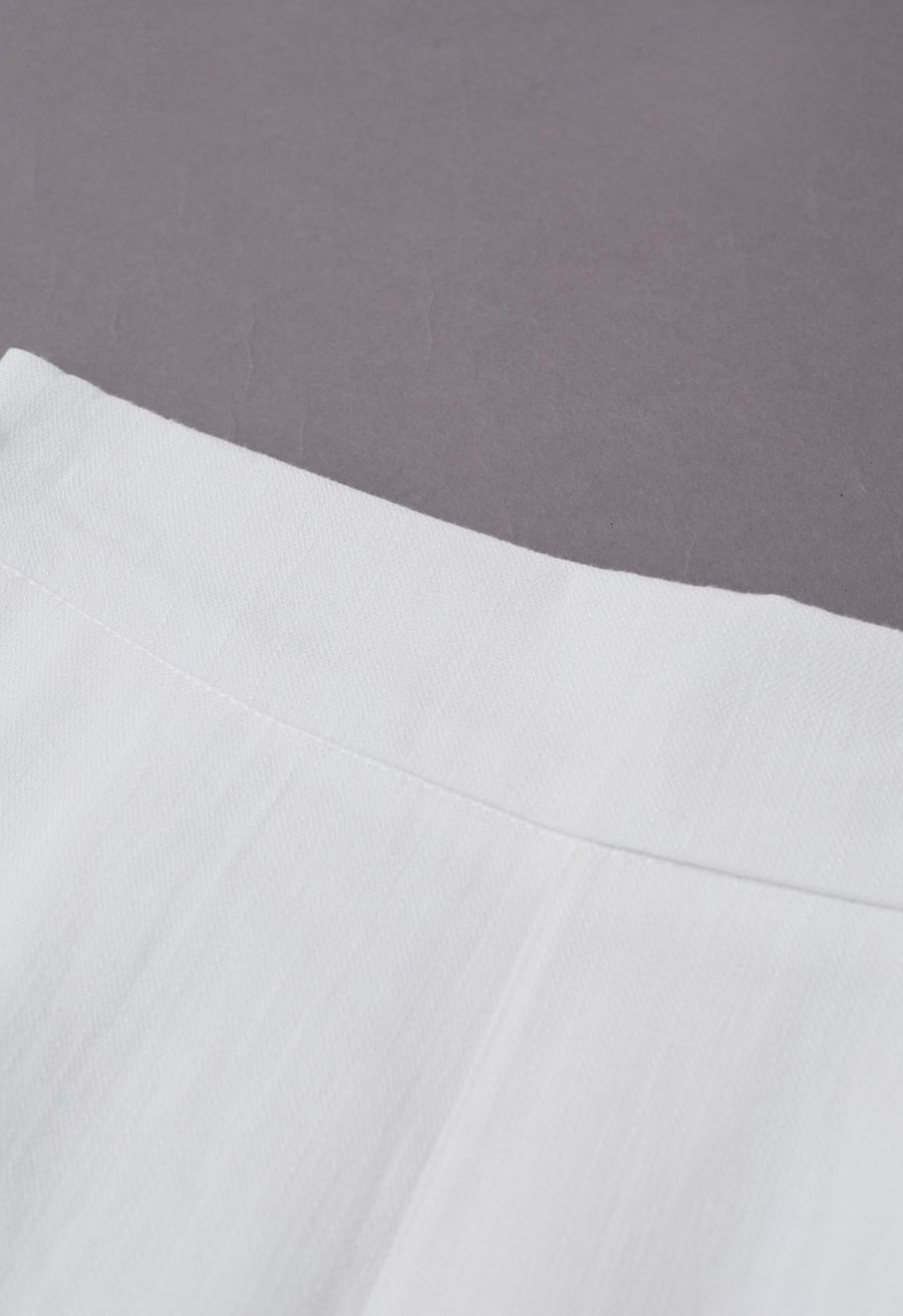 Laid-Back Tie-Bow Linen-Blend Pants in White