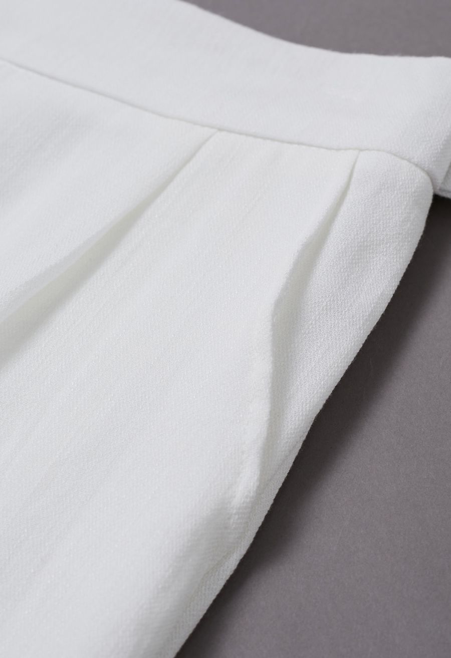 Laid-Back Tie-Bow Linen-Blend Pants in White