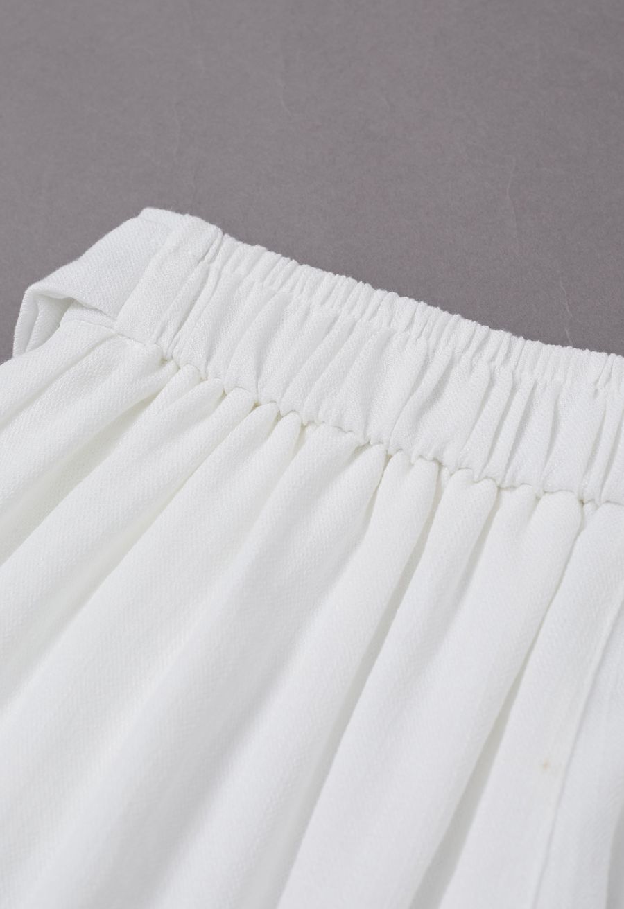 Laid-Back Tie-Bow Linen-Blend Pants in White