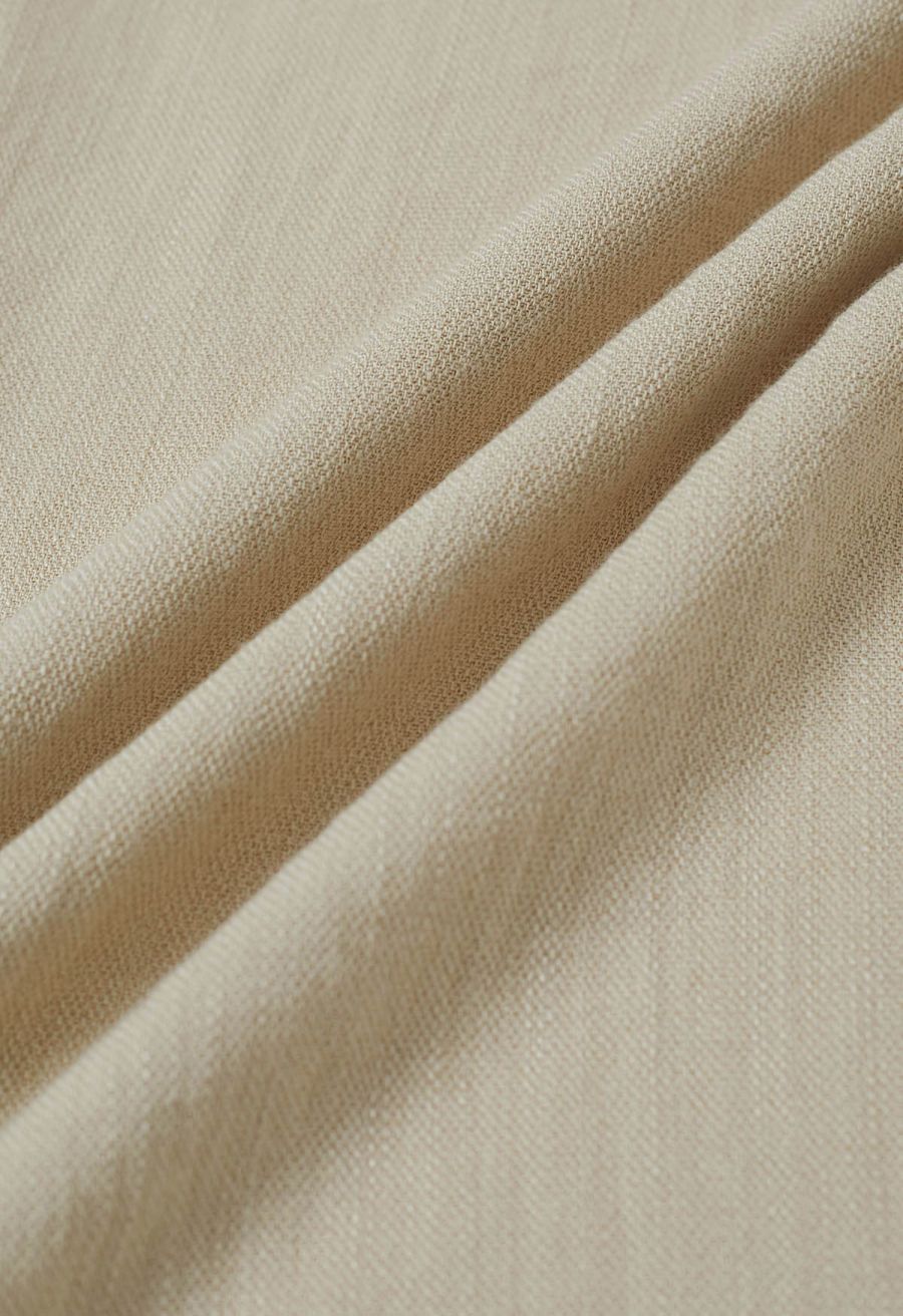 Laid-Back Tie-Bow Linen-Blend Pants in Light Khaki