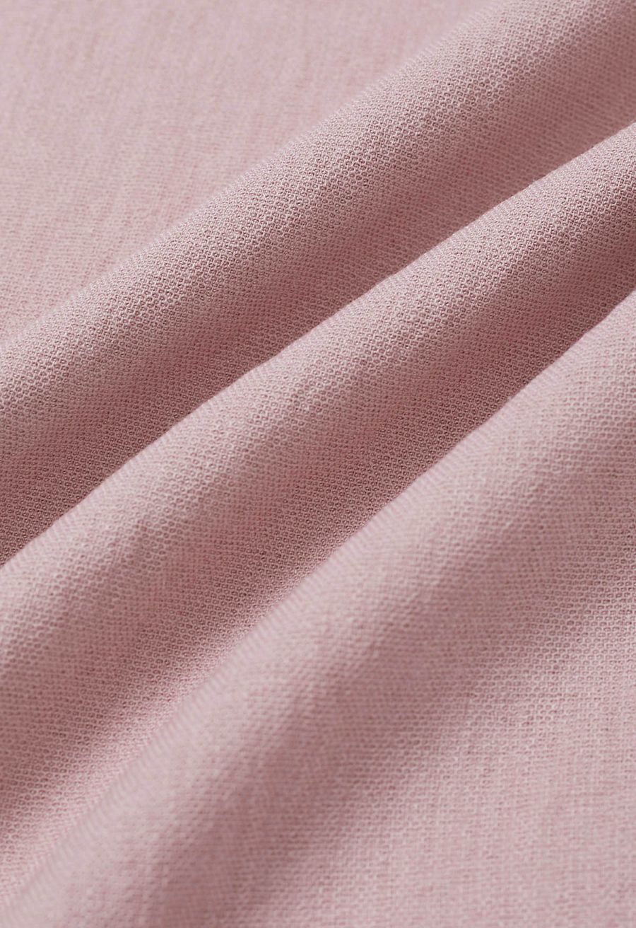 Easy-Fit Self-Tie Waist Linen-Blend Pants in Pink