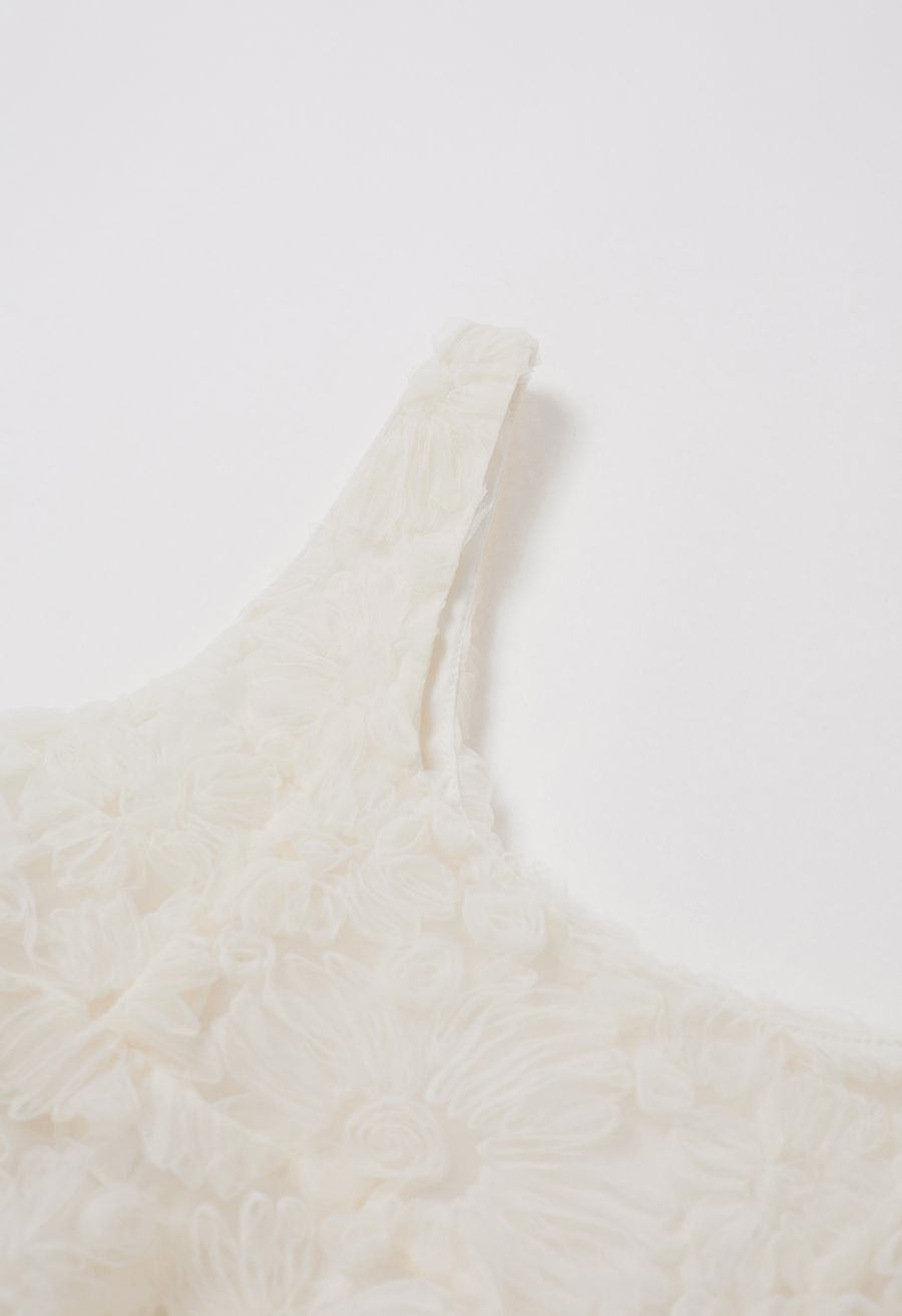 Tapework Lace Floral Peplum Top in Cream