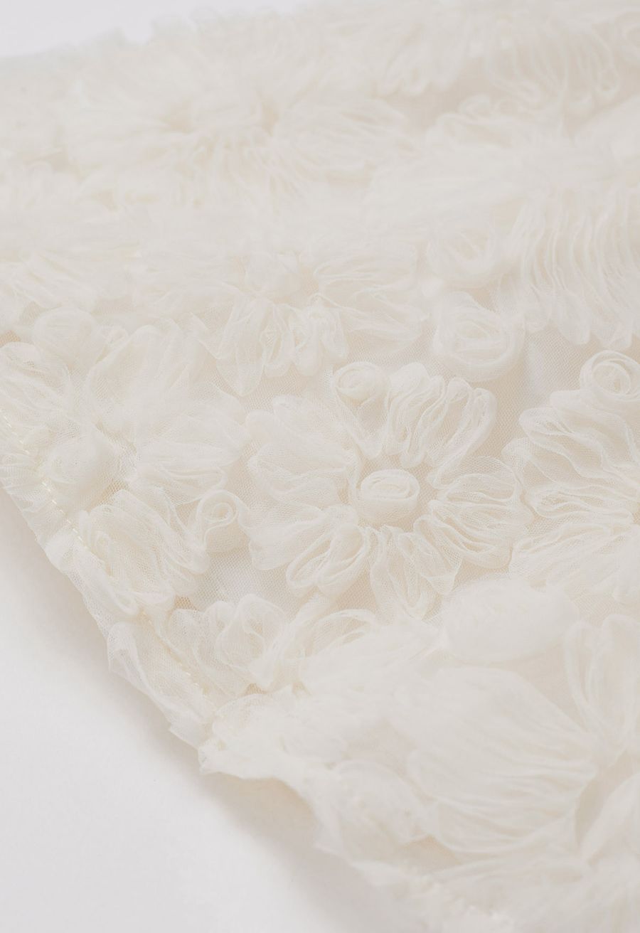Tapework Lace Floral Peplum Top in Cream
