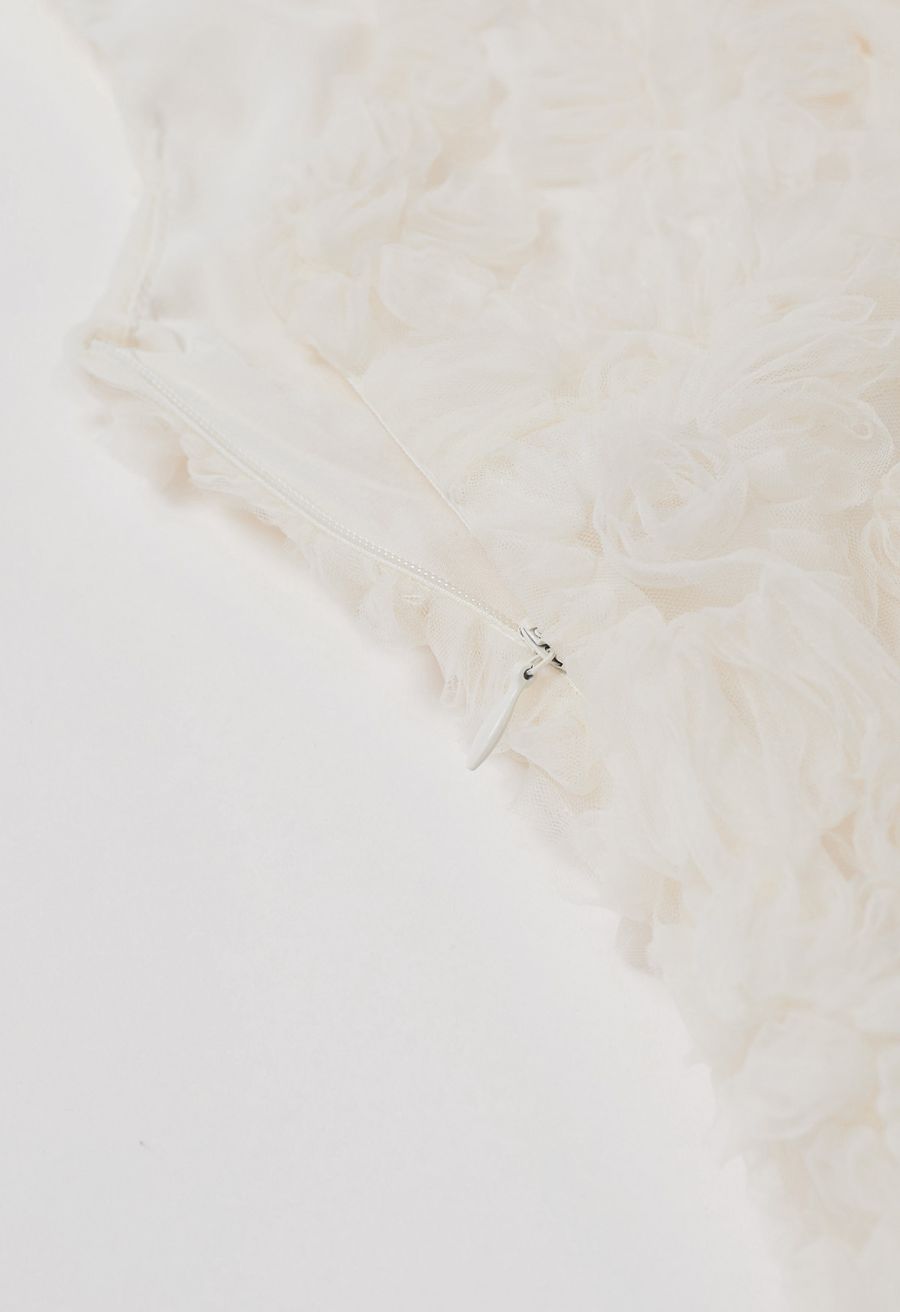 Tapework Lace Floral Peplum Top in Cream