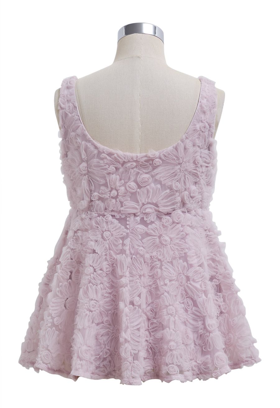Tapework Lace Floral Peplum Top in Lilac