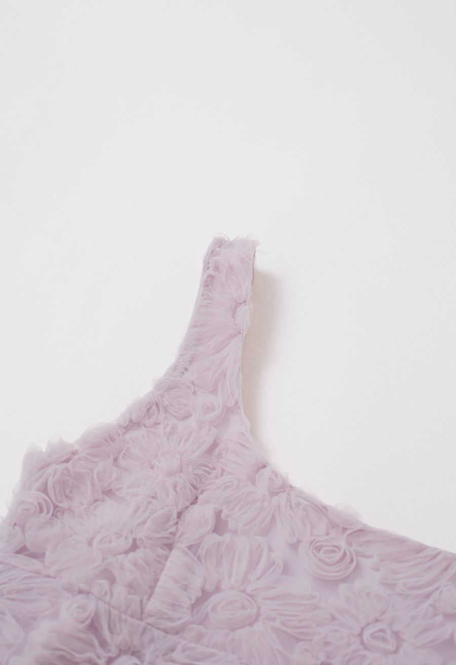 Tapework Lace Floral Peplum Top in Lilac