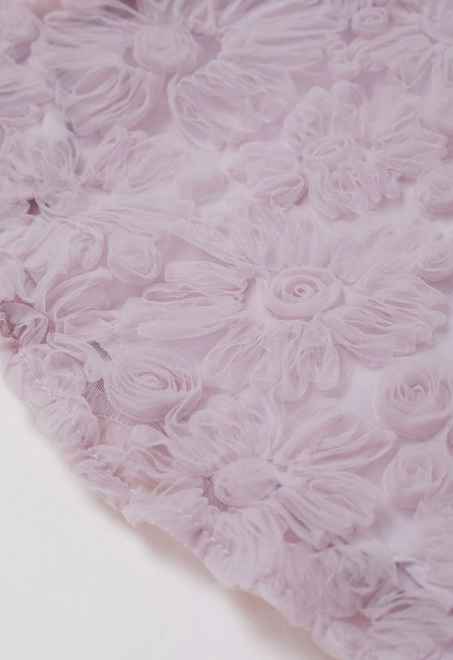 Tapework Lace Floral Peplum Top in Lilac