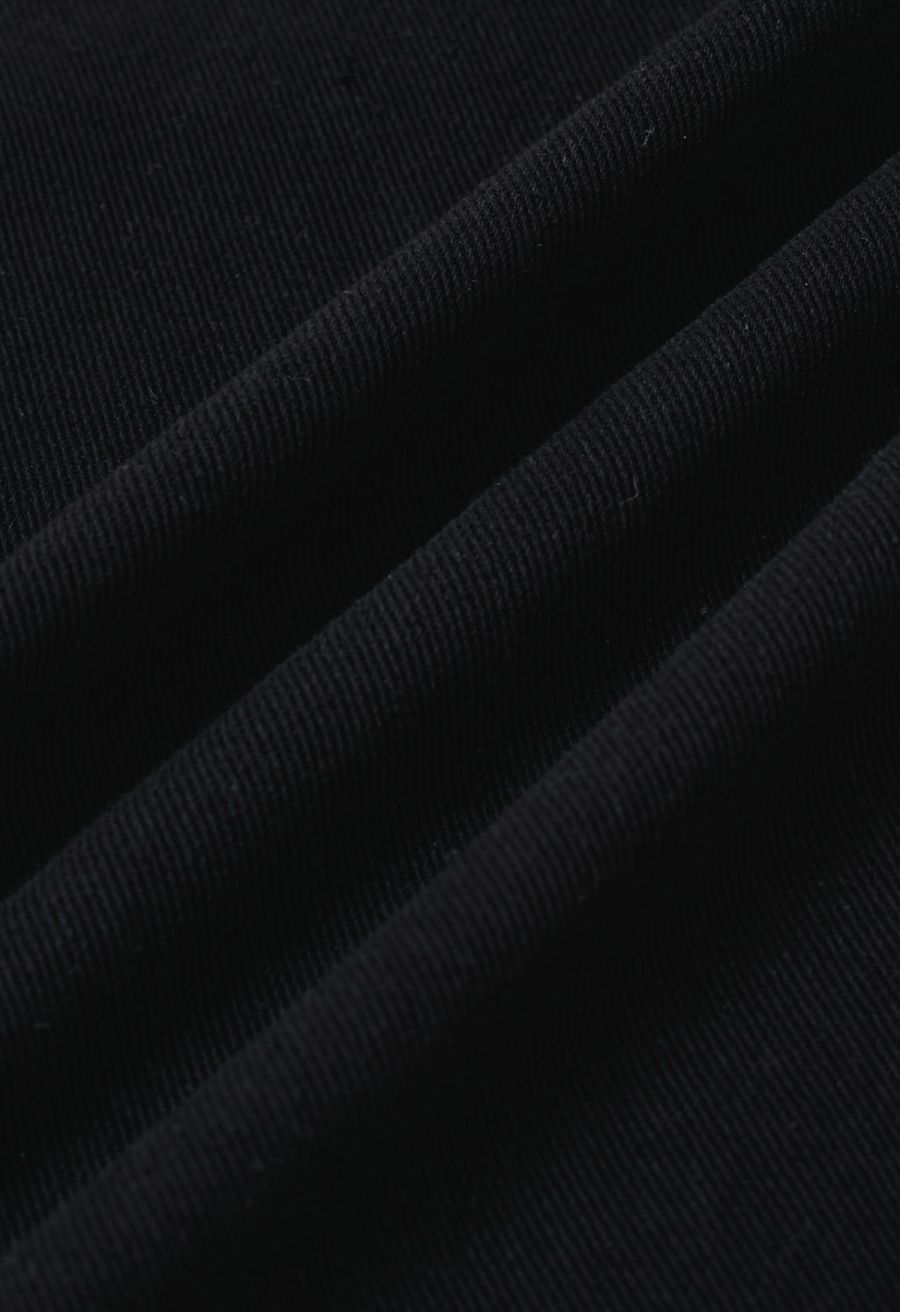 Classic Golden Button Embellished Jeans in Black