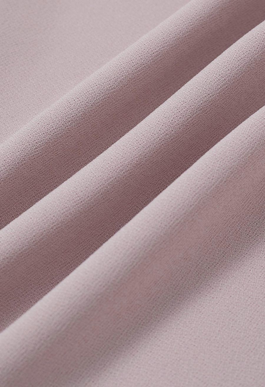 Square Neck Fit and Flare Midi Dress in Blush Pink