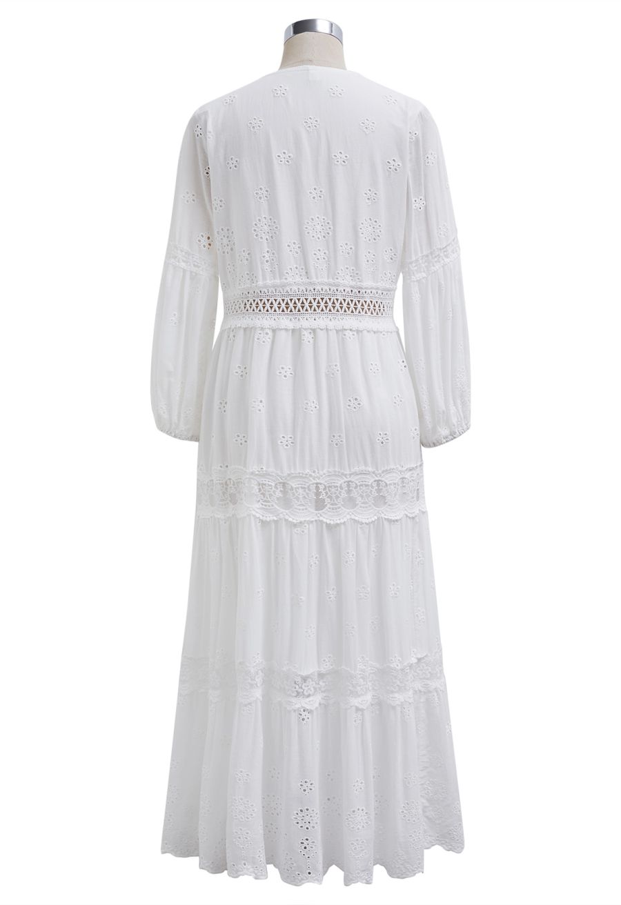 Lagoon Mood Lace Panel Embroidered Midi Dress