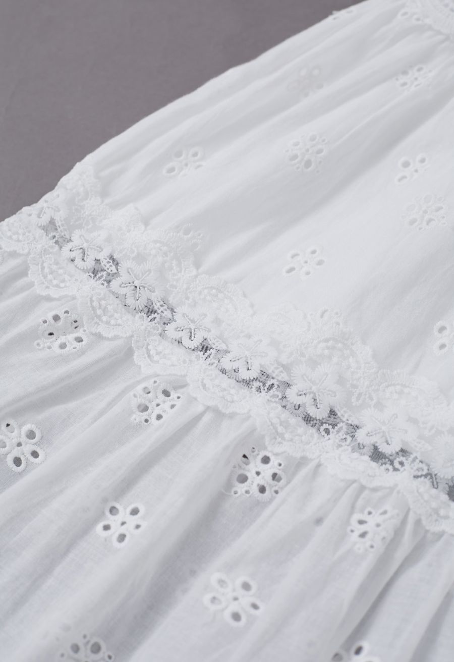 Lagoon Mood Lace Panel Embroidered Midi Dress