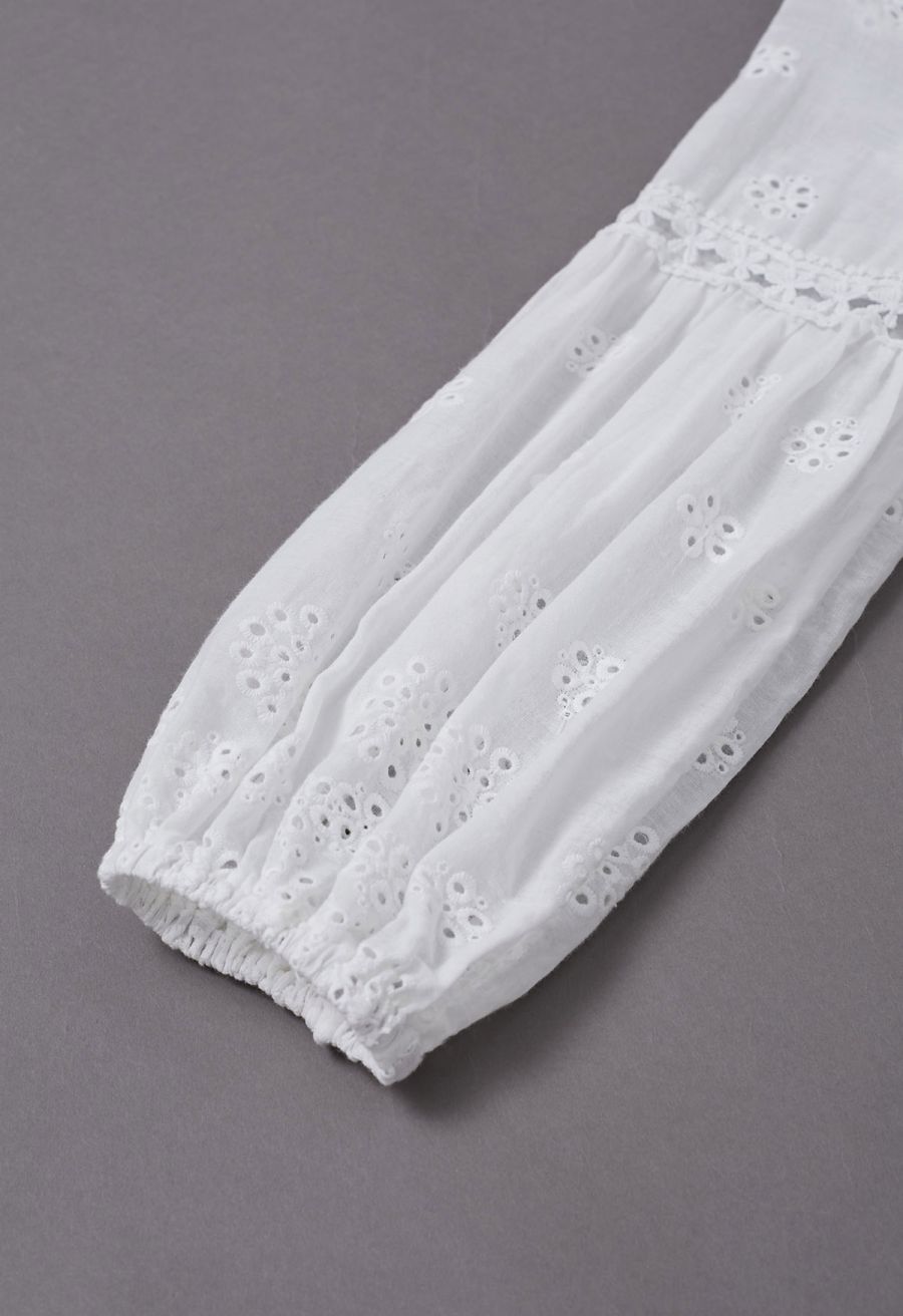 Lagoon Mood Lace Panel Embroidered Midi Dress