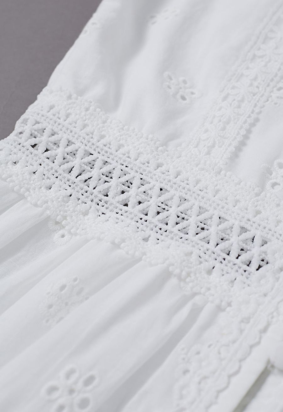 Lagoon Mood Lace Panel Embroidered Midi Dress