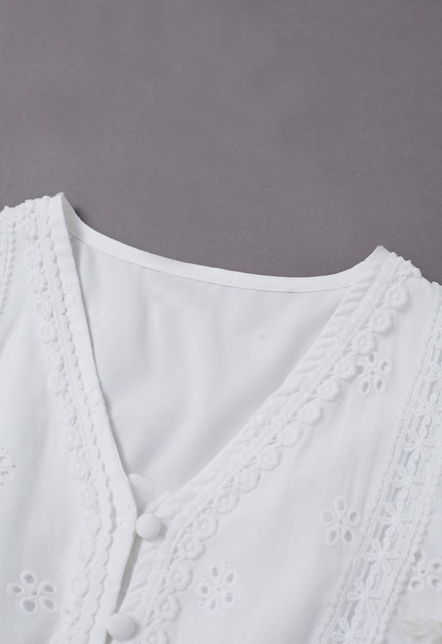Lagoon Mood Lace Panel Embroidered Midi Dress