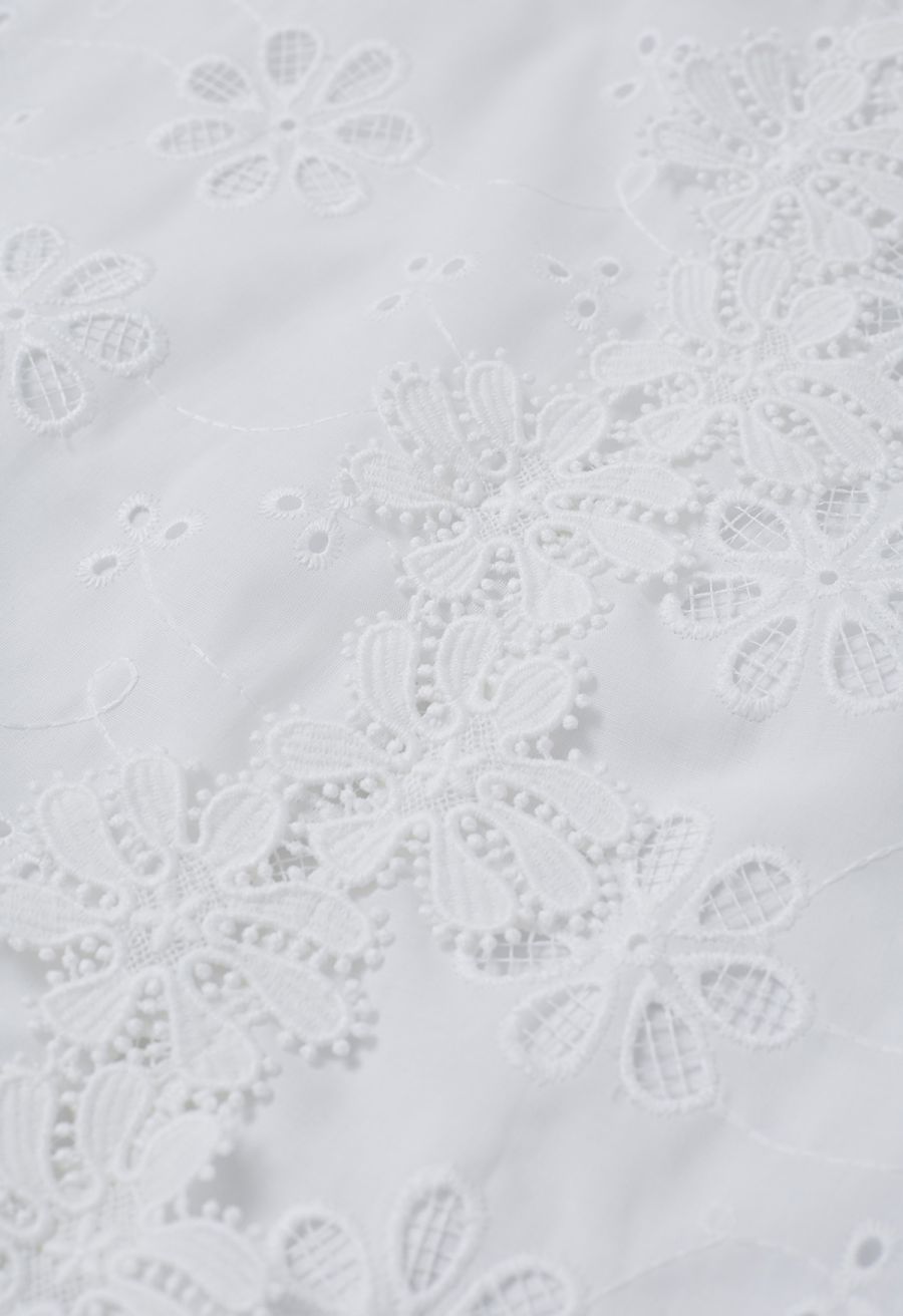 3D Floral Embroidered Lace-Up Cami Maxi Dress