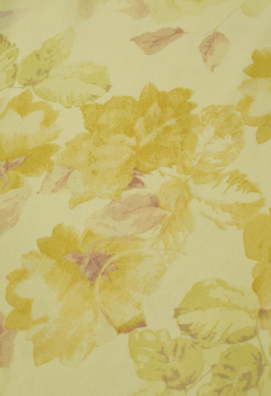 Yellow Floral Printed Ruffle Chiffon Cami Dress