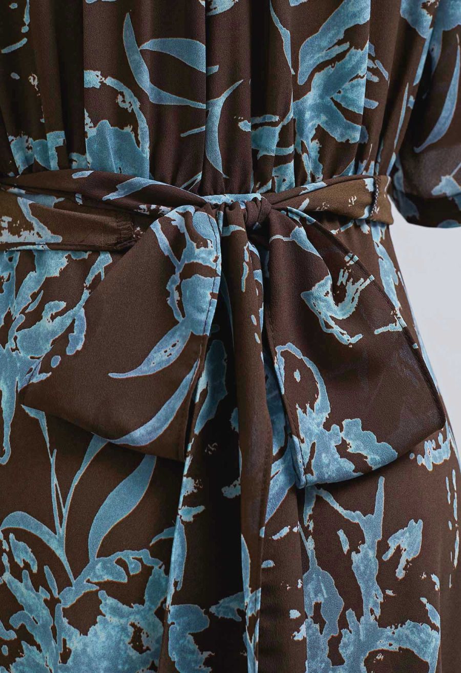 Front-to-Back Reversible Floral Printed Tie-Knot Maxi Dress