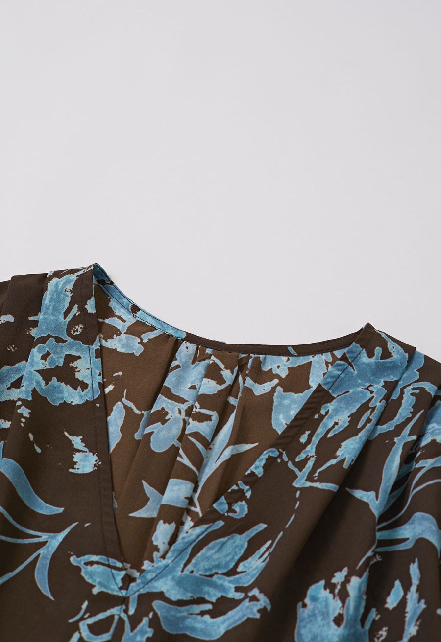 Front-to-Back Reversible Floral Printed Tie-Knot Maxi Dress