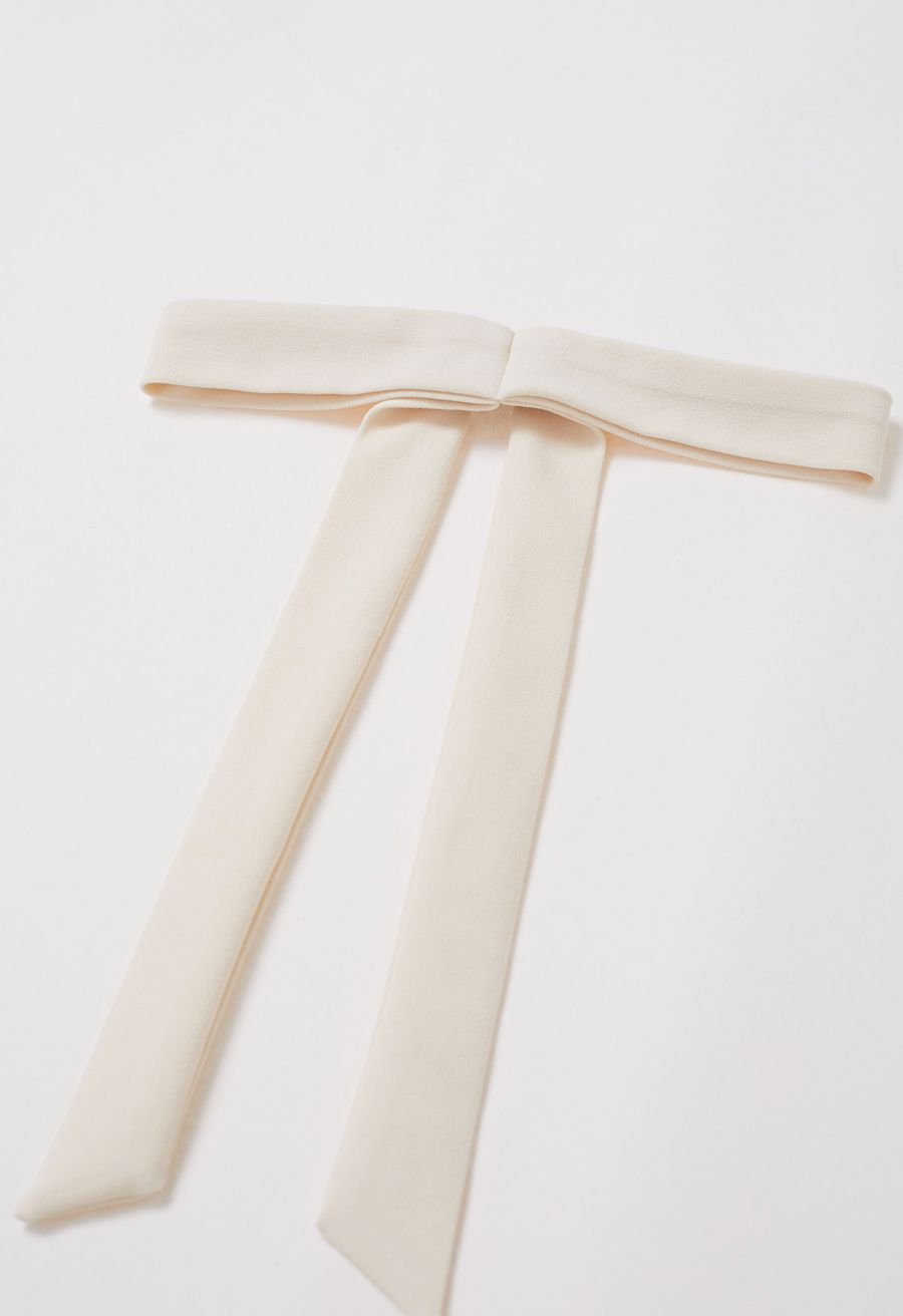 Removable Bow Straps Square Neck A-Line Dress in Cream