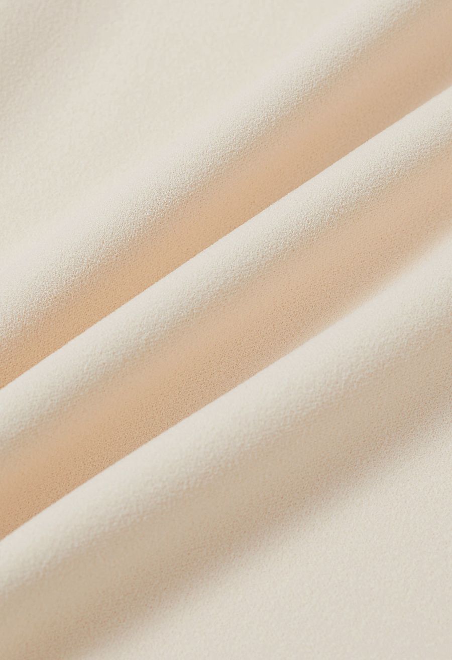 Removable Bow Straps Square Neck A-Line Dress in Cream