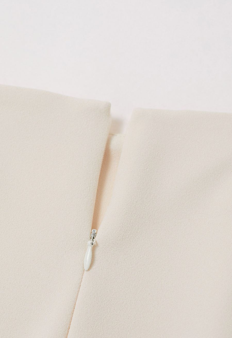 Removable Bow Straps Square Neck A-Line Dress in Cream