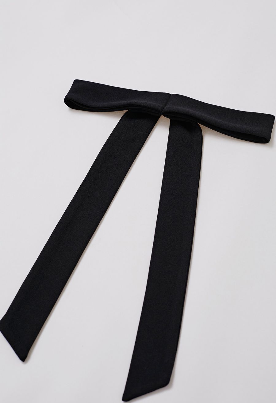 Removable Bow Straps Square Neck A-Line Dress in Black