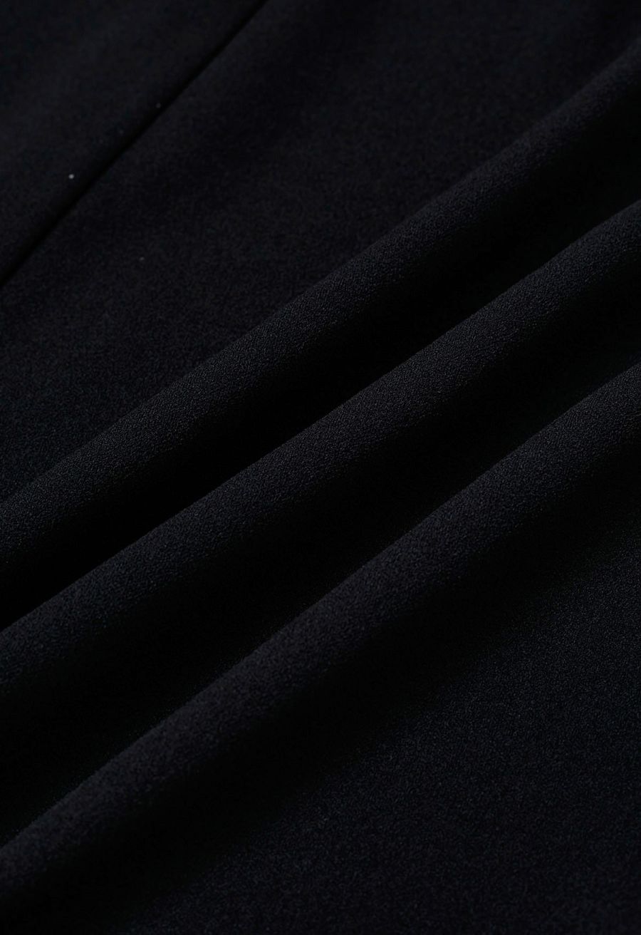 Removable Bow Straps Square Neck A-Line Dress in Black