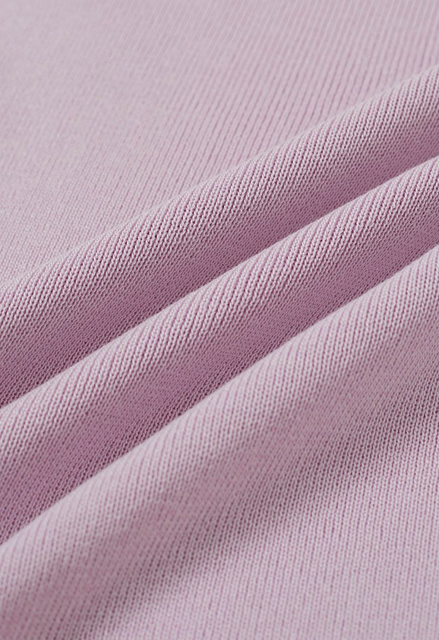 Semi-Sheer Mesh-Panel Knit Cami Maxi Dress in Lavender