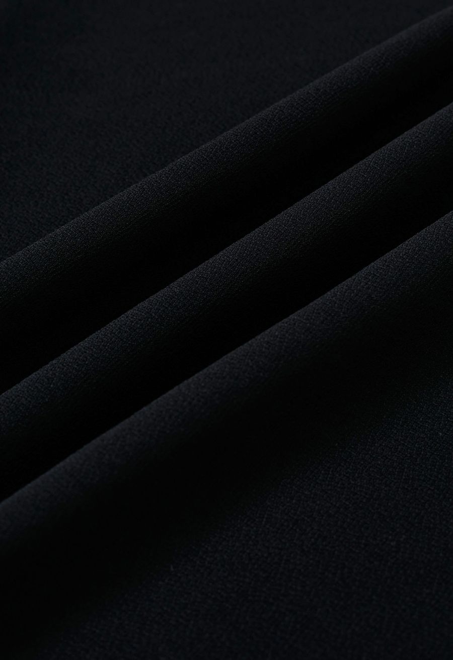 Square Neck Fit and Flare Midi Dress in Black