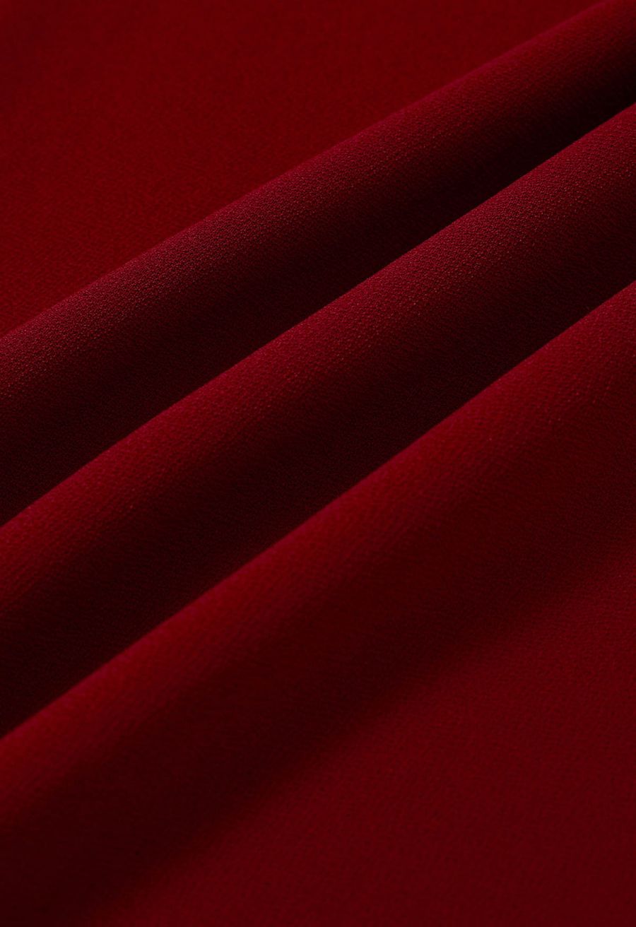 Square Neck Fit and Flare Midi Dress in Red