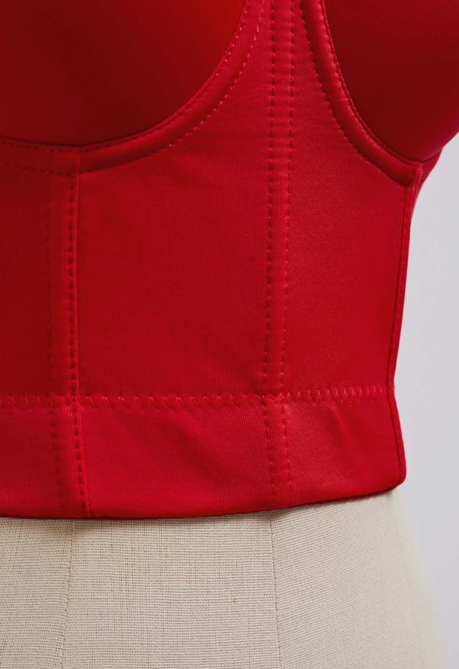 Flattering Corset Push-Up Bra Top in Red