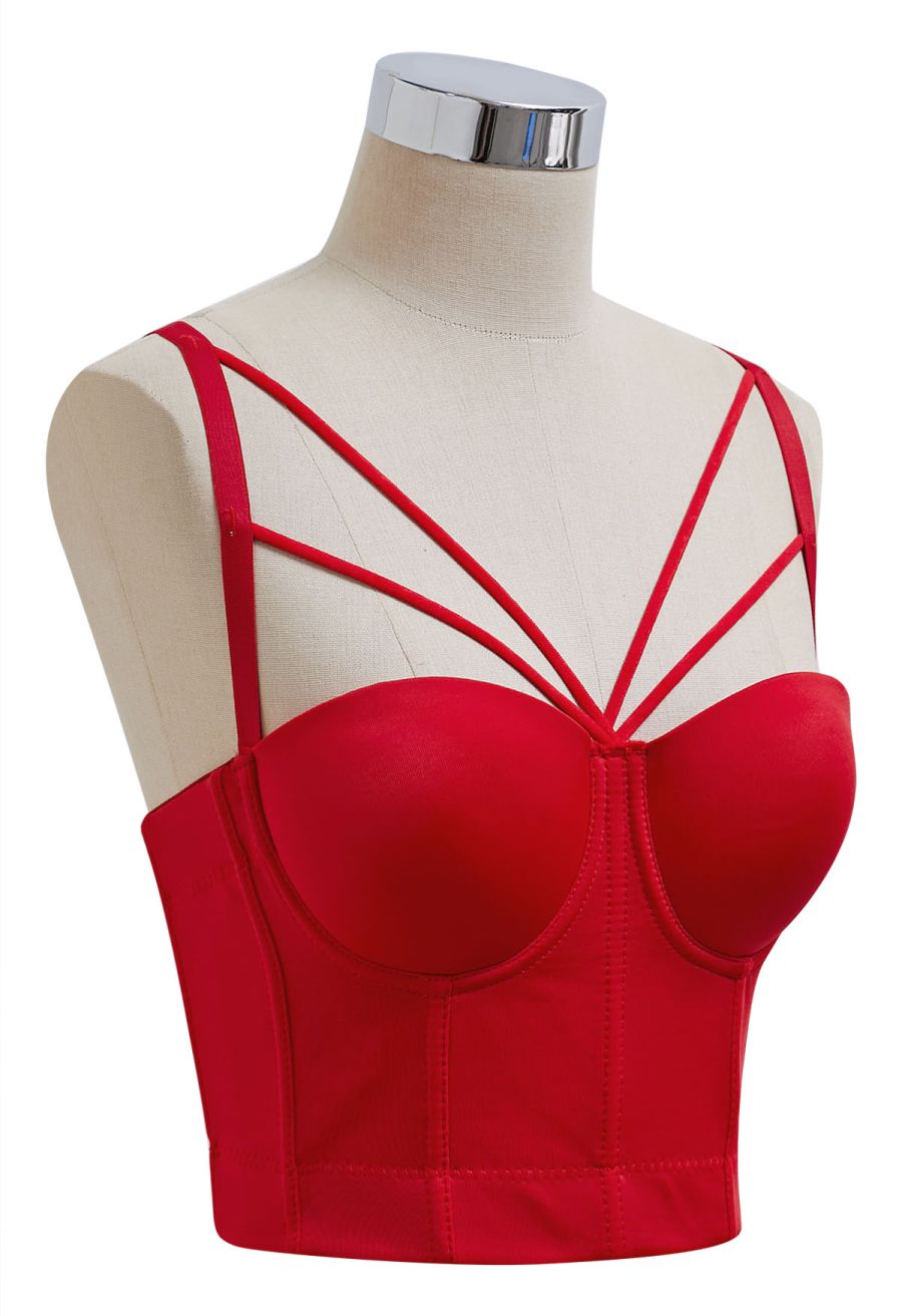 Flattering Corset Push-Up Bra Top in Red