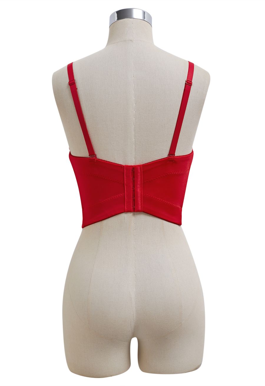 Flattering Corset Push-Up Bra Top in Red