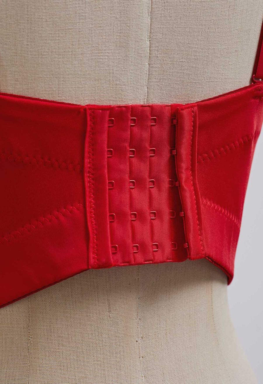 Flattering Corset Push-Up Bra Top in Red
