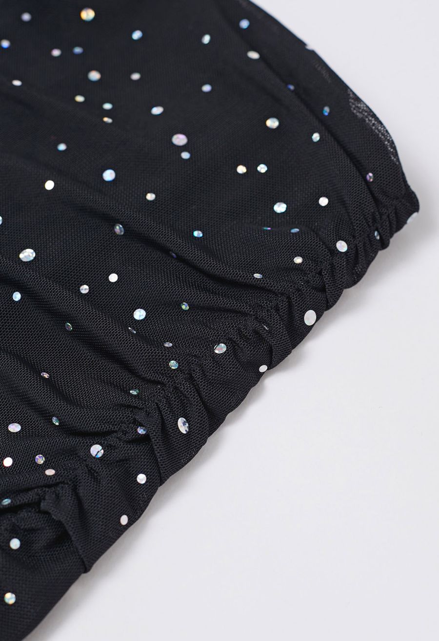 Shimmer Sequin Lace-Up Back Corset Top