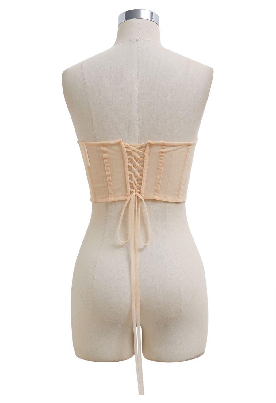 Seashell Pleated Mesh Bustier Corset Top