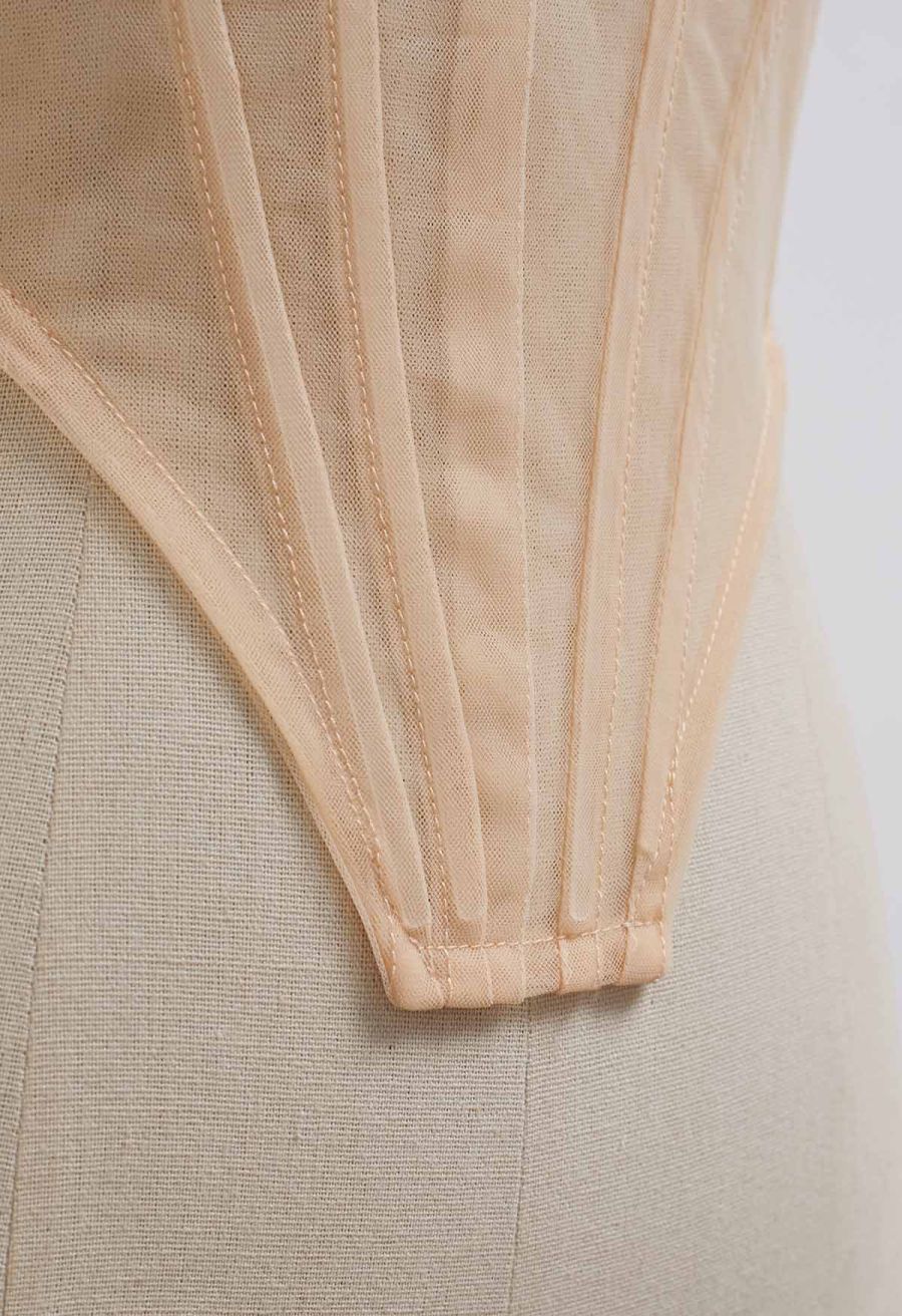Seashell Pleated Mesh Bustier Corset Top