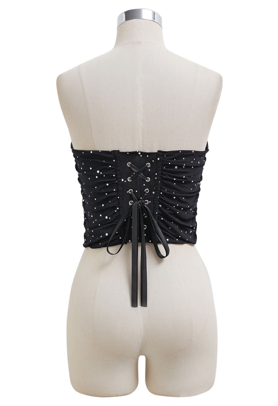 Shimmer Sequin Lace-Up Back Corset Top