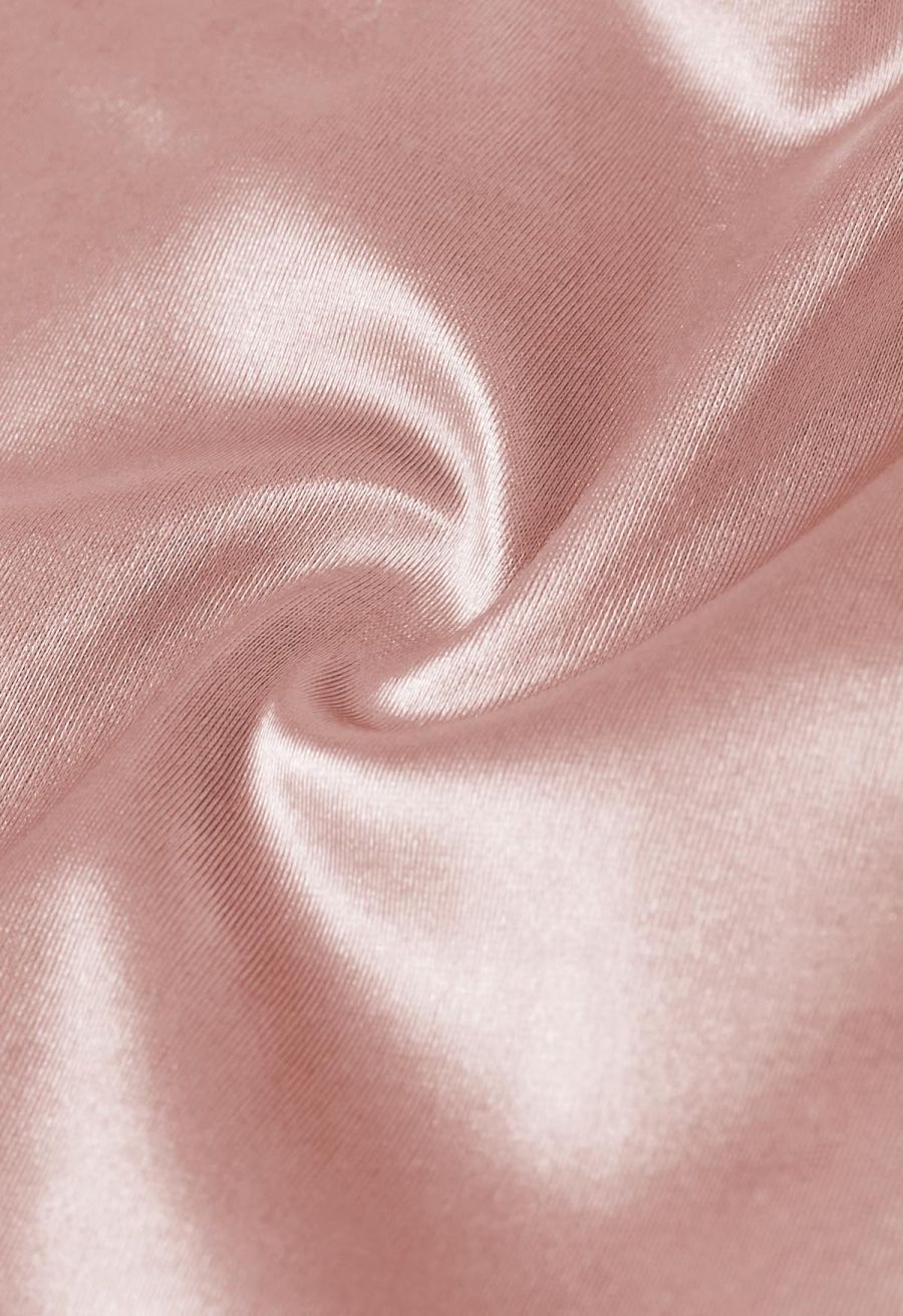 Off-Shoulder Sheen Satin Bustier Top in Dusty Pink