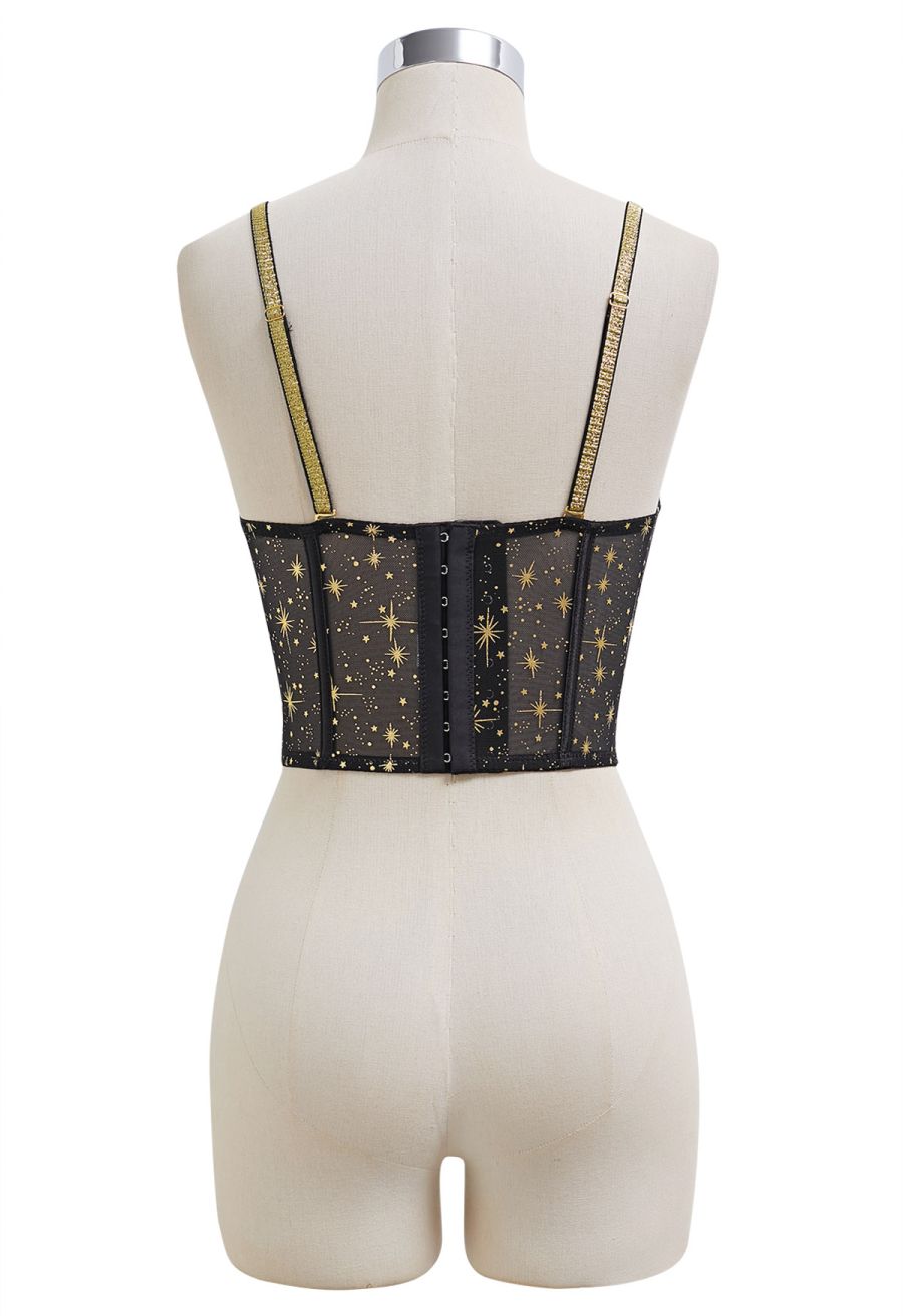 Midnight Charm Golden Stars Bustier Top