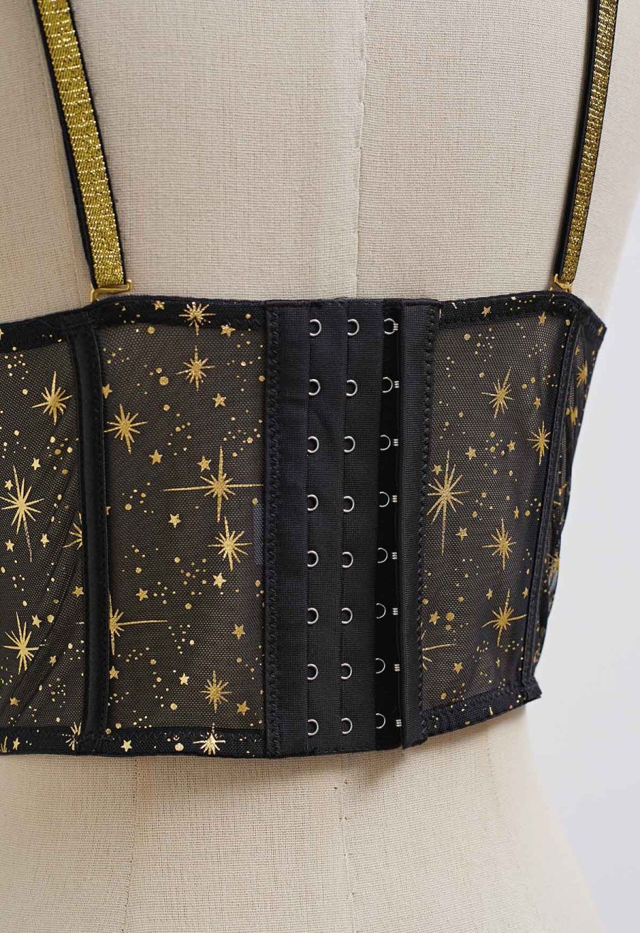 Midnight Charm Golden Stars Bustier Top