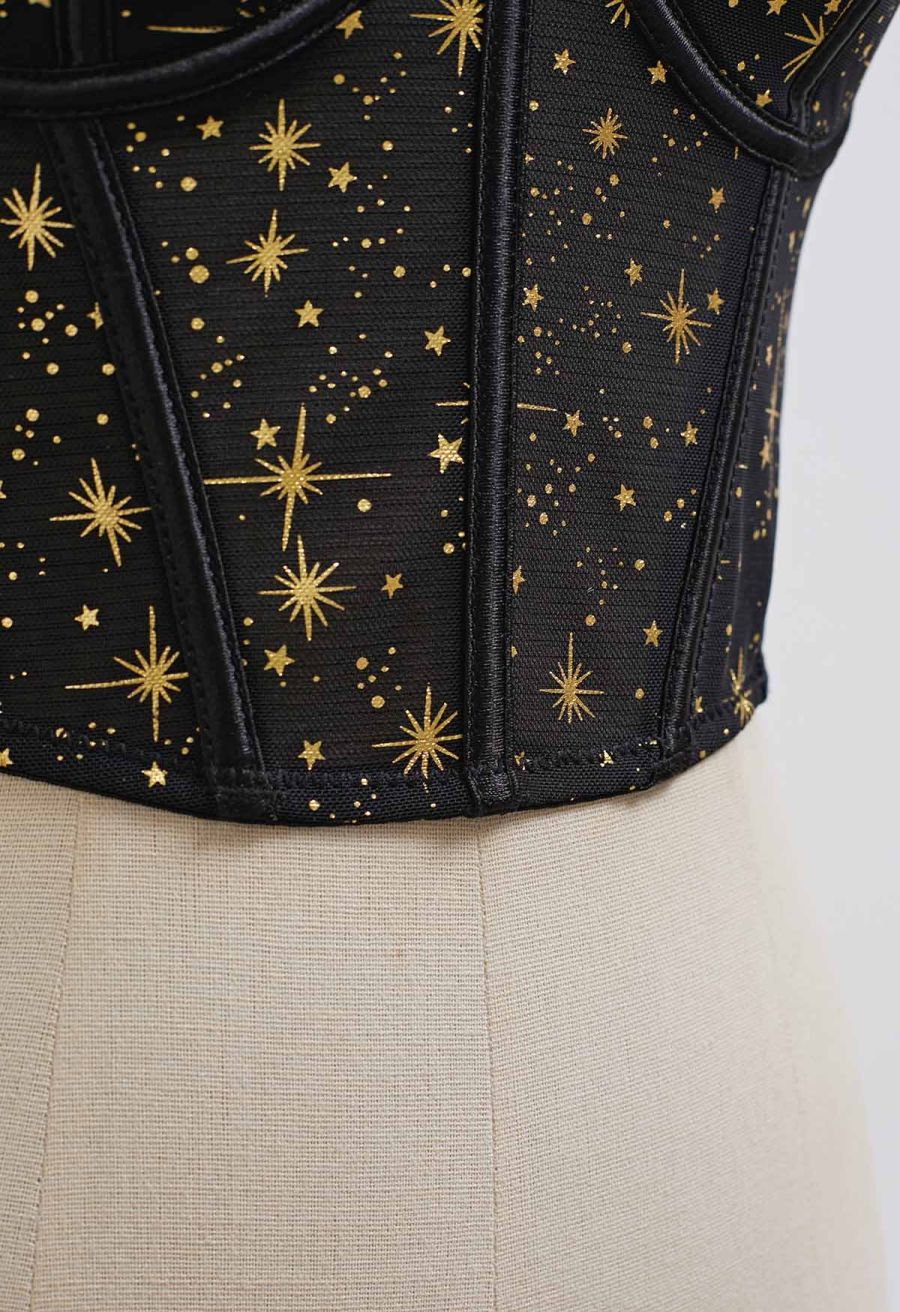 Midnight Charm Golden Stars Bustier Top