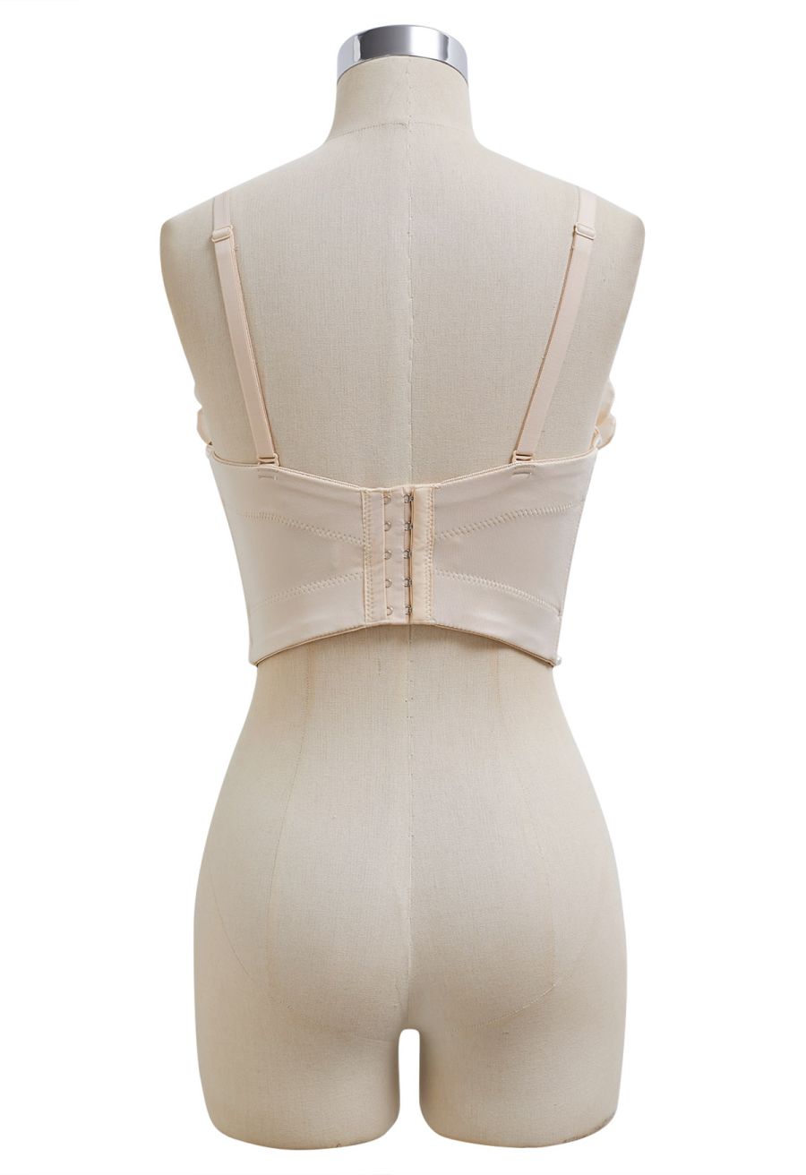 3D Organza Floral Pearl Decor Bra Top