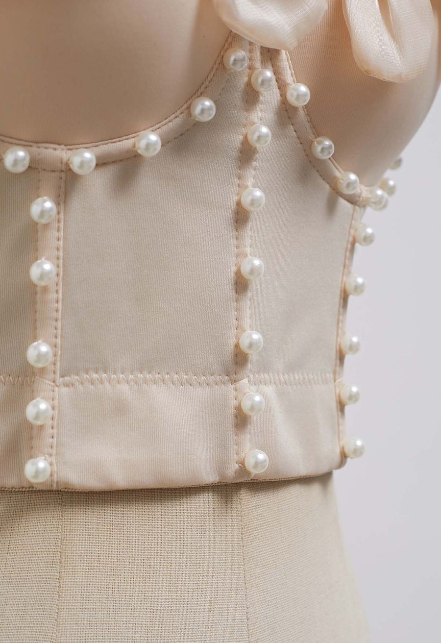 3D Organza Floral Pearl Decor Bra Top
