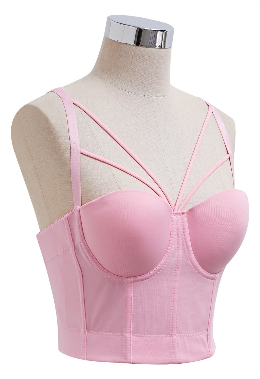 Flattering Corset Push-Up Bra Top in Pink