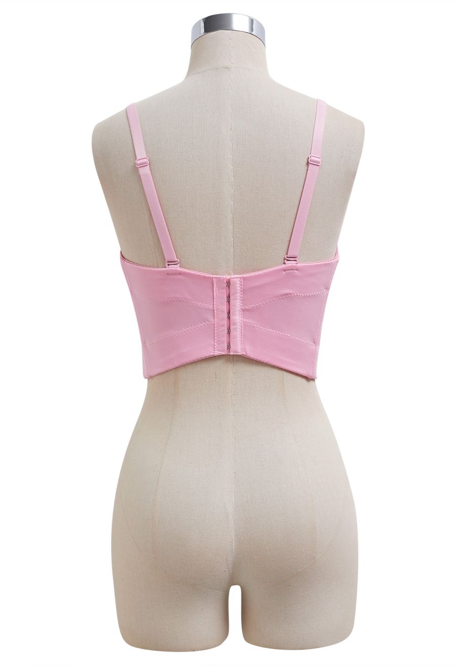 Flattering Corset Push-Up Bra Top in Pink