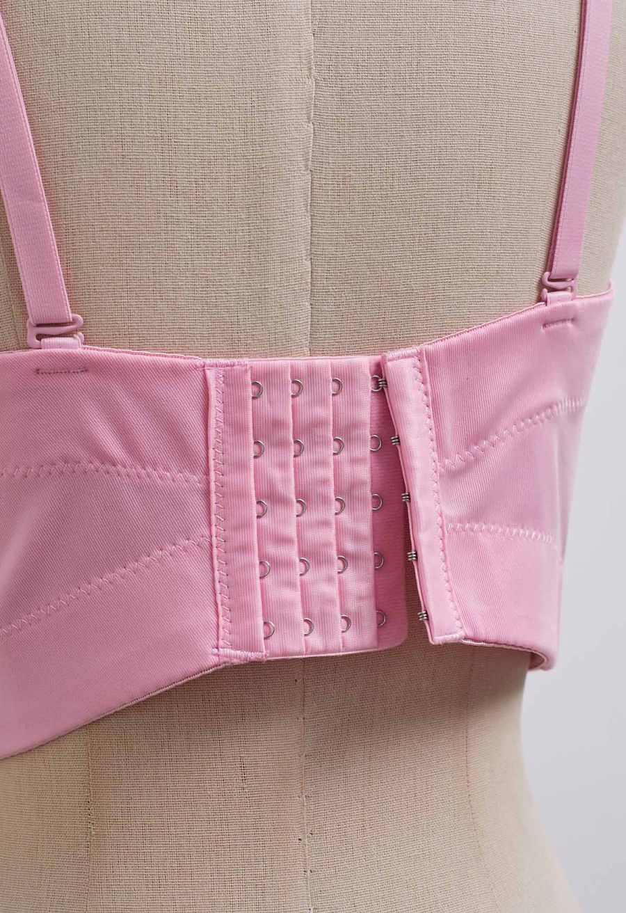 Flattering Corset Push-Up Bra Top in Pink