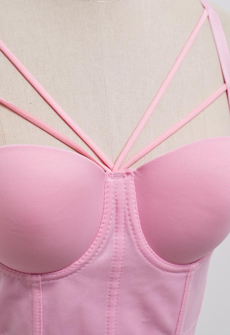 Flattering Corset Push-Up Bra Top in Pink