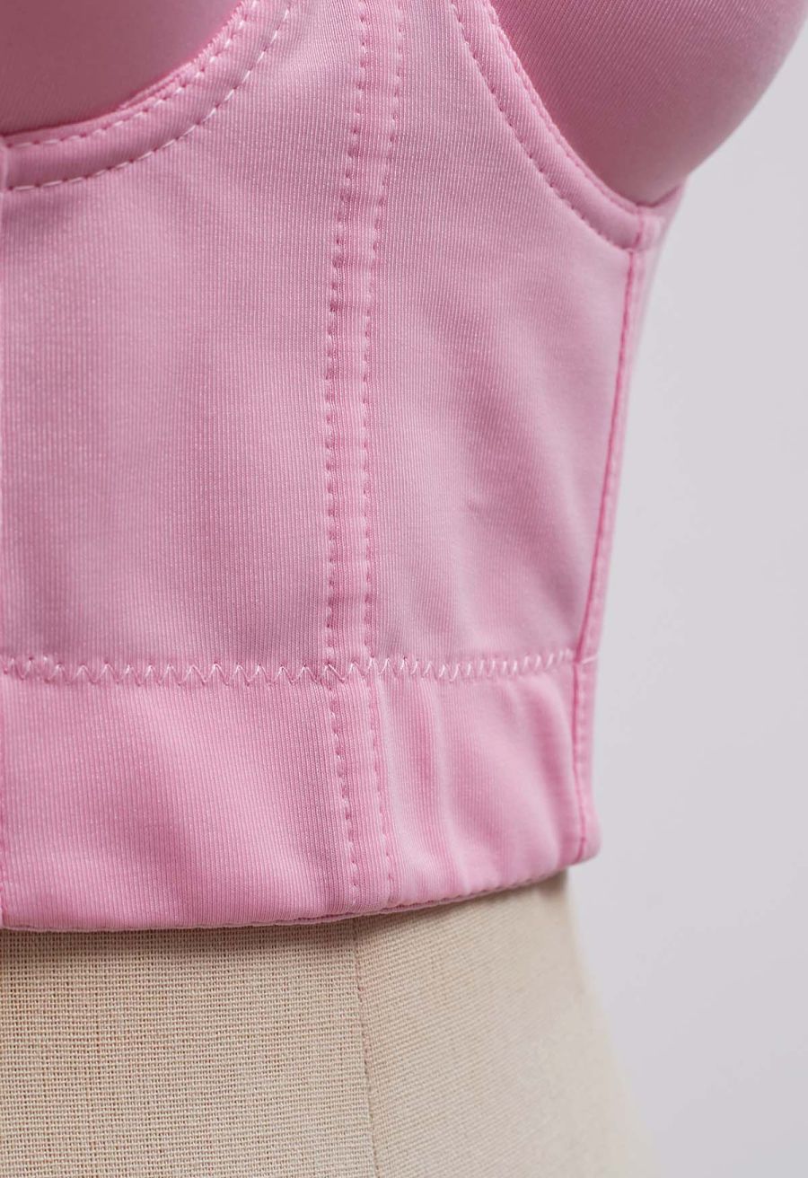 Flattering Corset Push-Up Bra Top in Pink