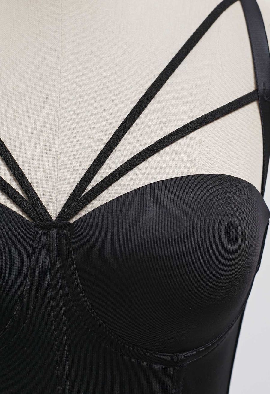 Flattering Corset Push-Up Bra Top in Black